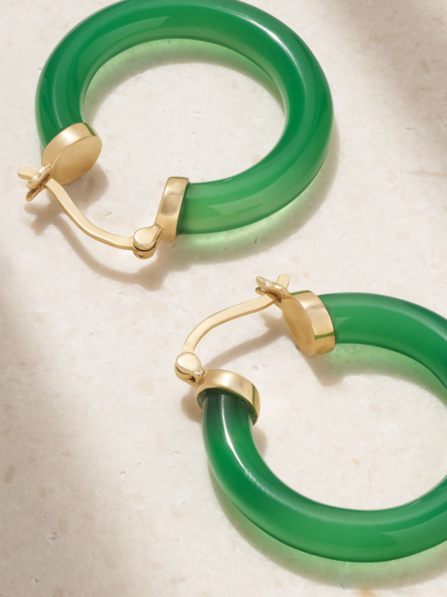 14-karat gold chalcedony hoop earrings Gold - 3