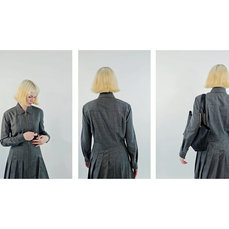 Fendi Pleated Long Sleeves Wool Dress - 8