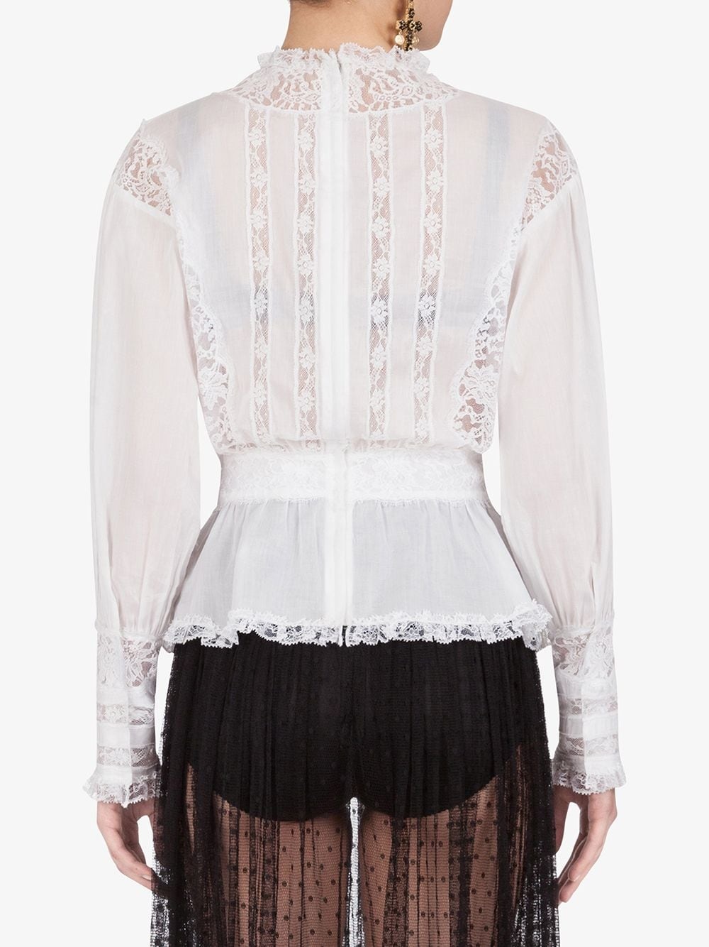 sheer-panel lace blouse - 4