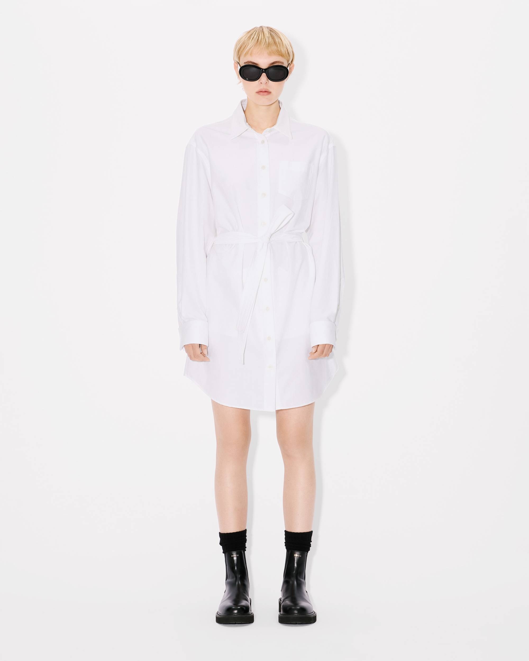 Shirt dress with kimono sleeves in oxford cotton - 3