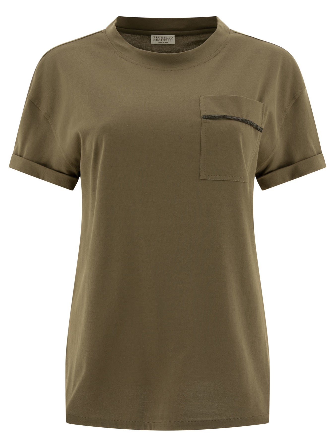 Shiny Pocket Detail T-Shirts Green - 1