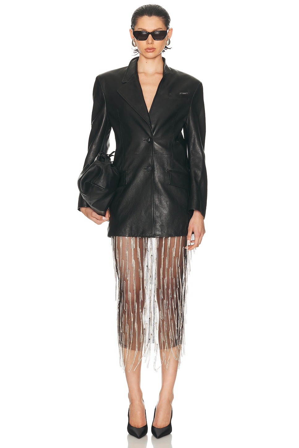 Rhinestone Fringe High Waist Skirt - 5