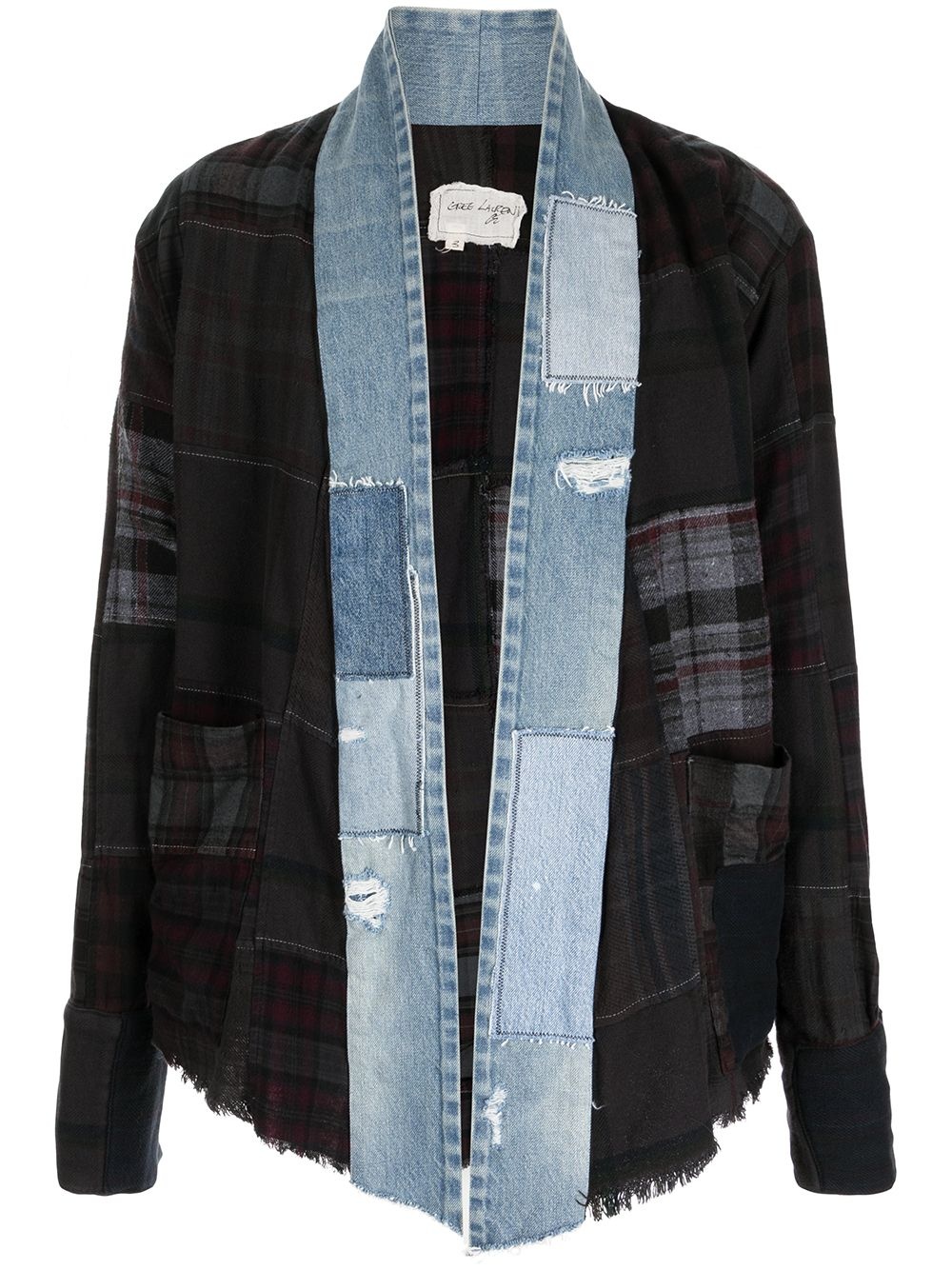 tartan-check raw-cut jacket - 1