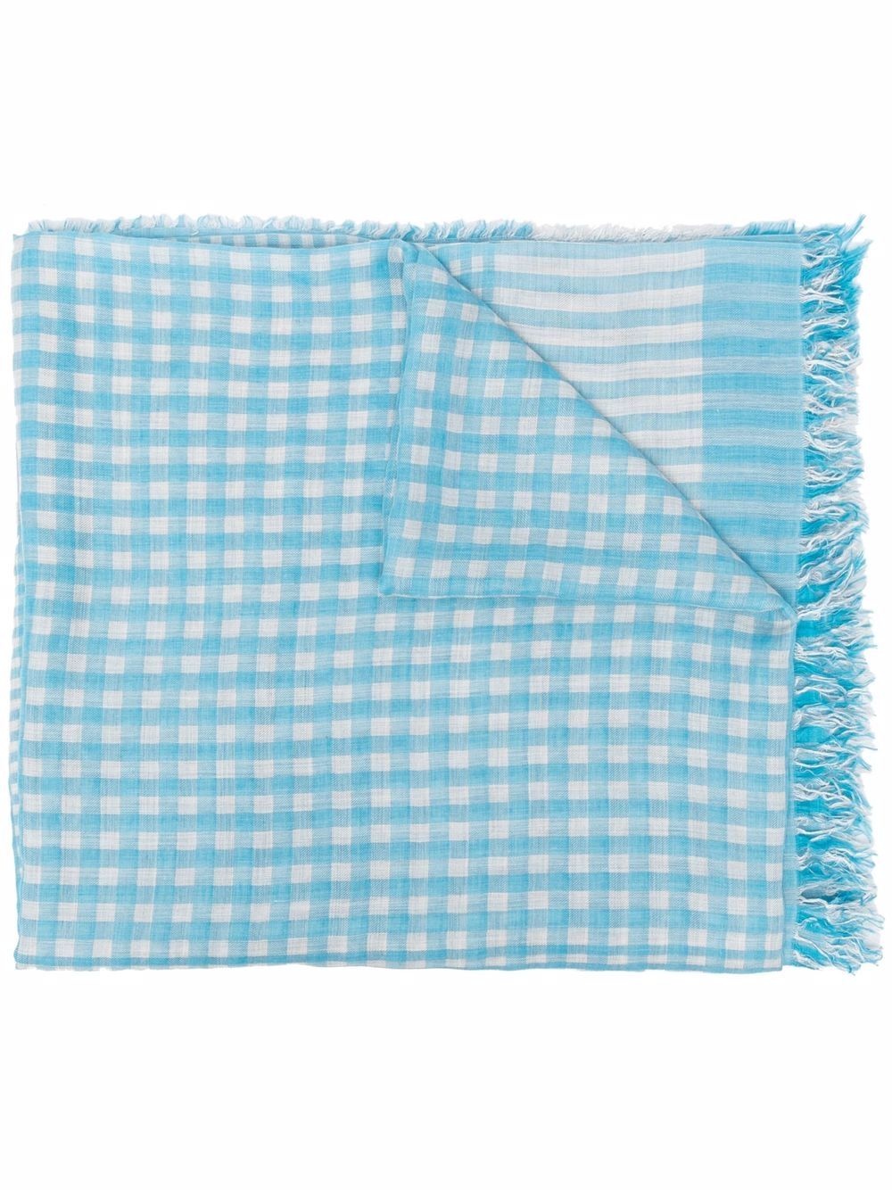 gingham-print fringed scarf - 1