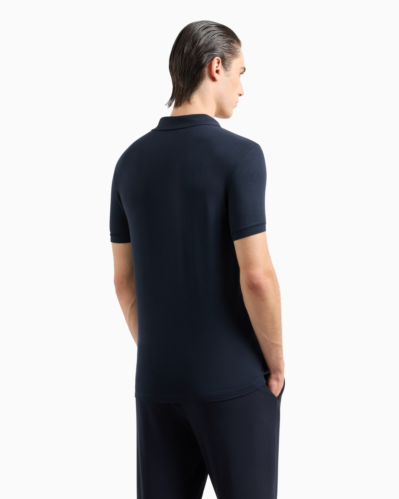 Stretch viscose jersey short-sleeved polo shirt - 3