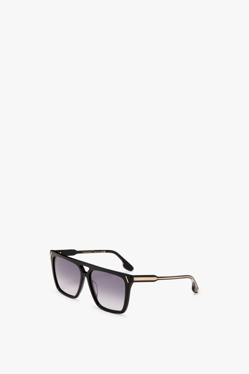 Victoria Beckham Guilloche Frame Sunglasses in Black outlook