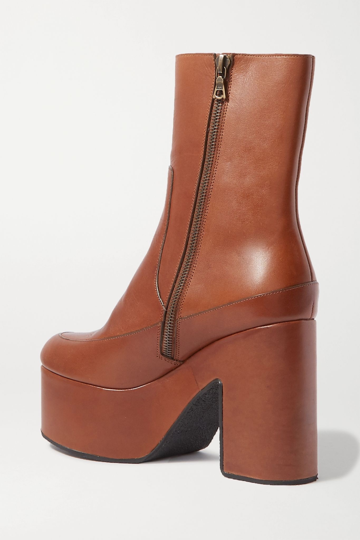 Leather platform ankle boots - 4