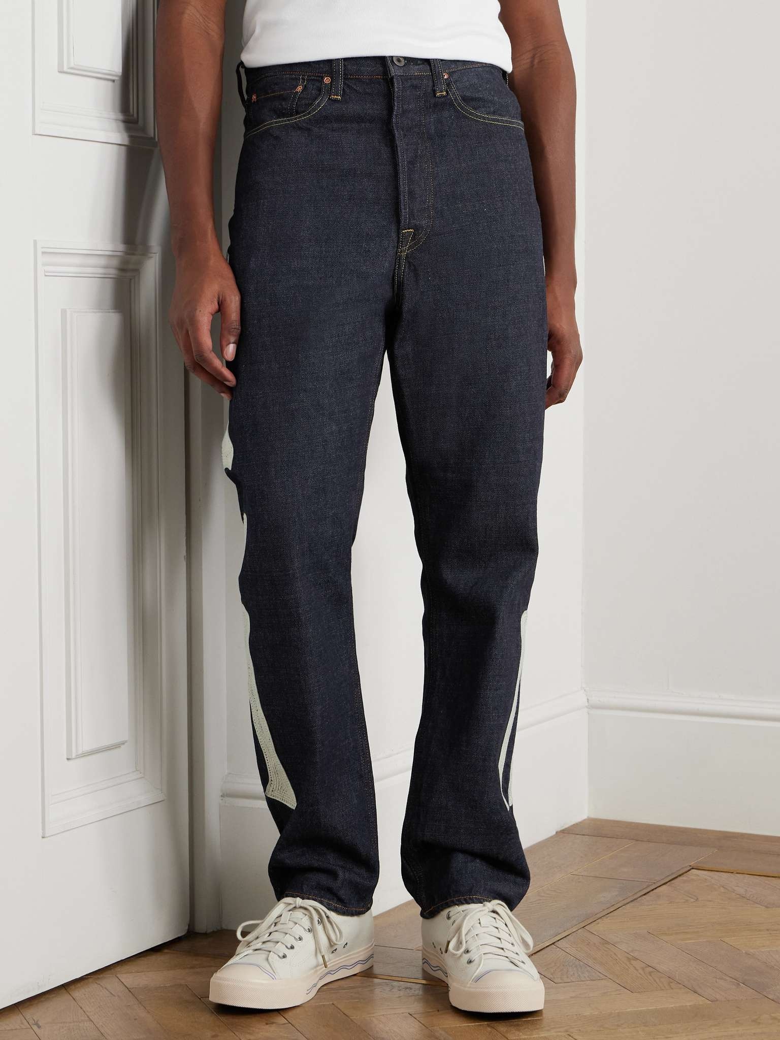 Mexican Tuxedo Okagilly Slim-Fit Crochet-Trimmed Jeans - 4