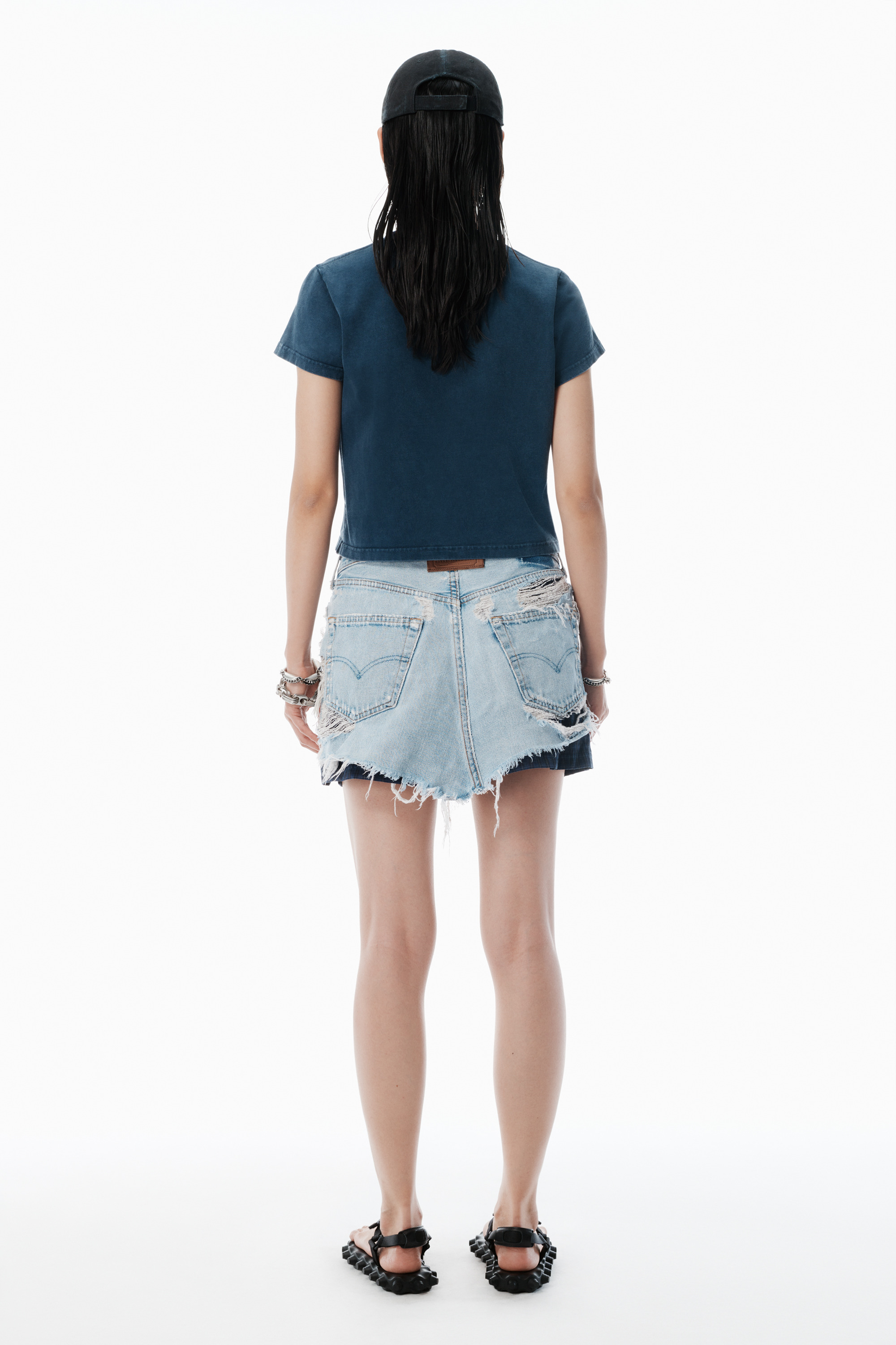 Navy Cotton Shrunken Logo Tee - 4
