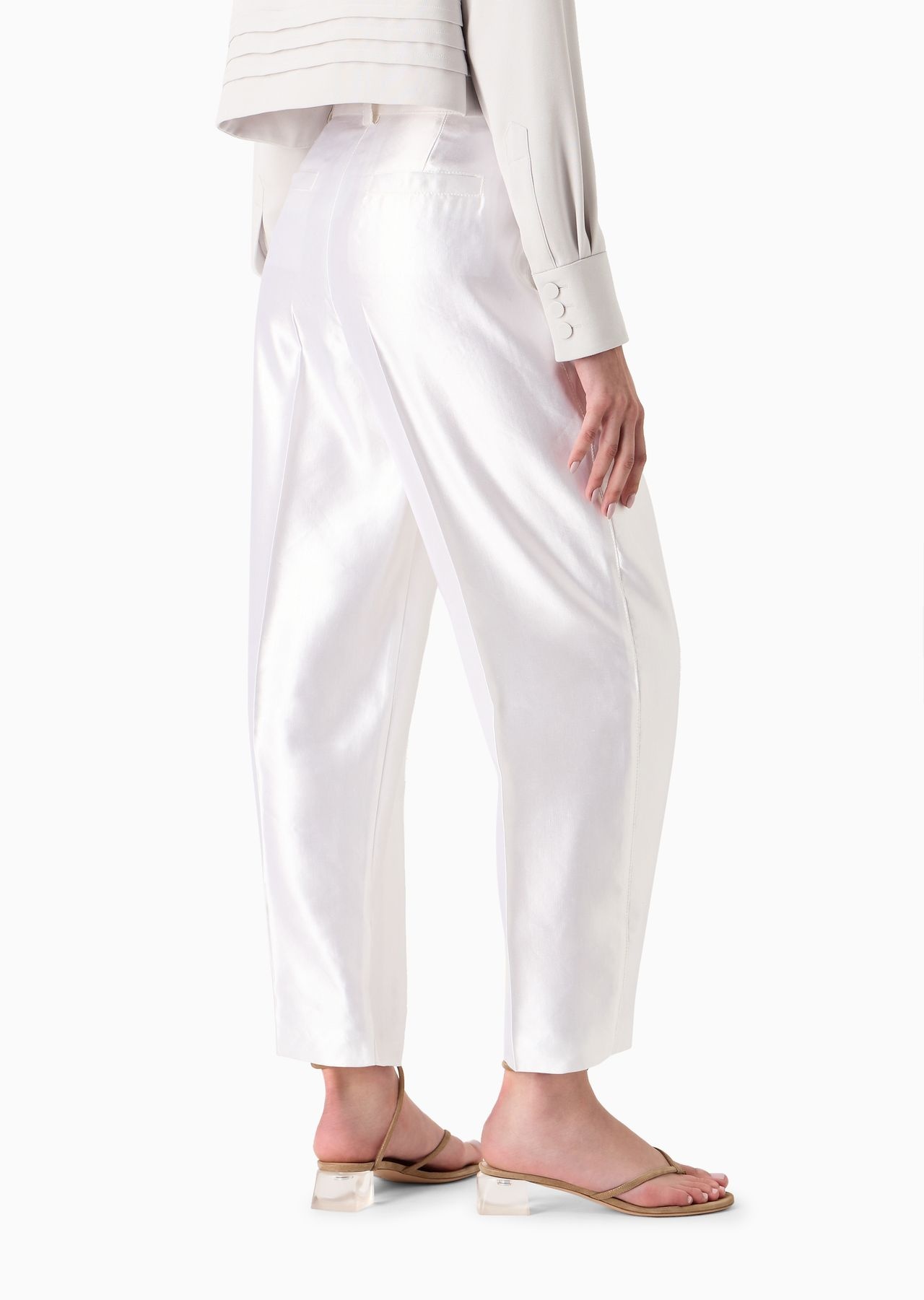 Silk and linen straight trousers - 3