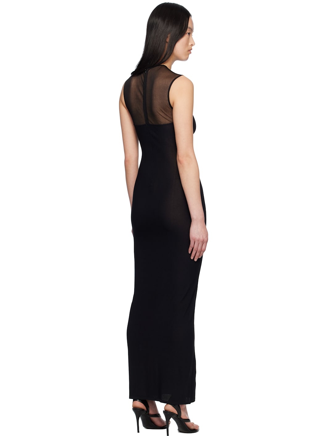 Black Knit Molded Bodycon Maxi Dress - 3