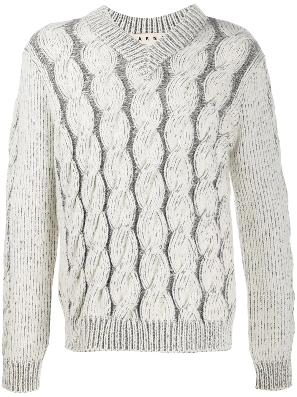 contrast cable knit jumper - 1