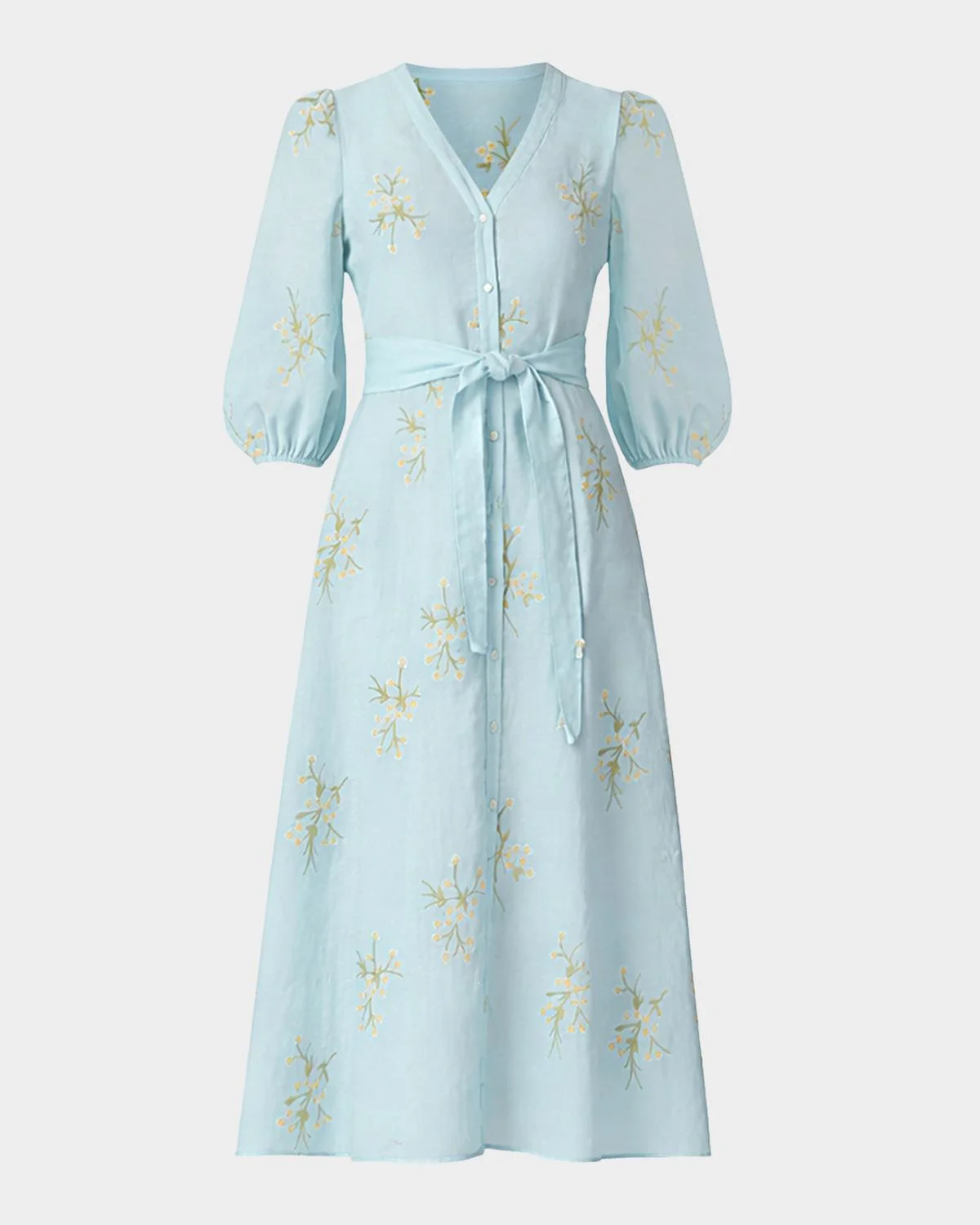 Tallen Floral-Embroidered Midi Dress - 1