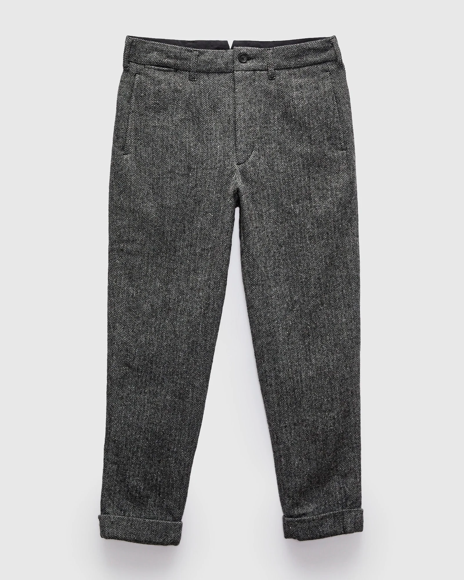 Andover Pants in Grey Poly Wool Herringbone - 1
