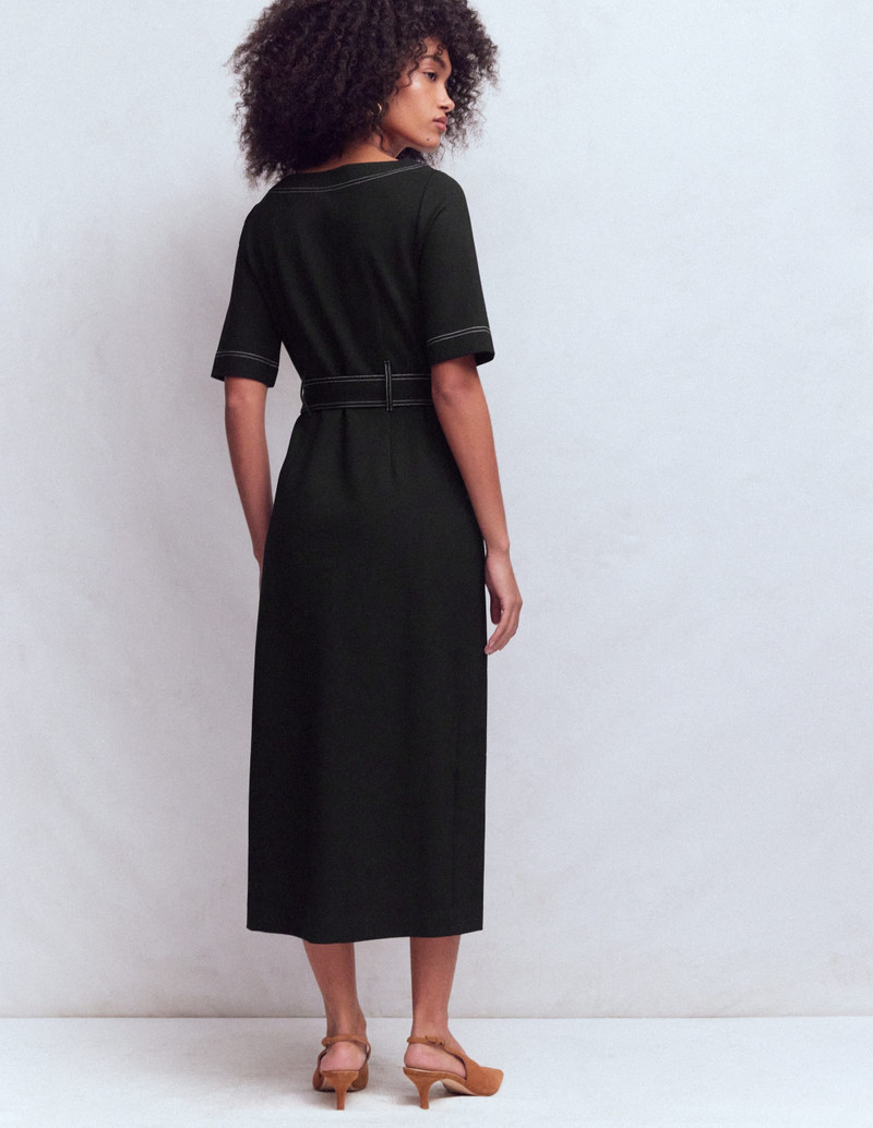 Bria Ponte Midi Dress-Black 4