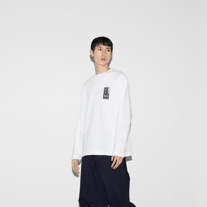 Cotton jersey T-shirt with Gucci print 3