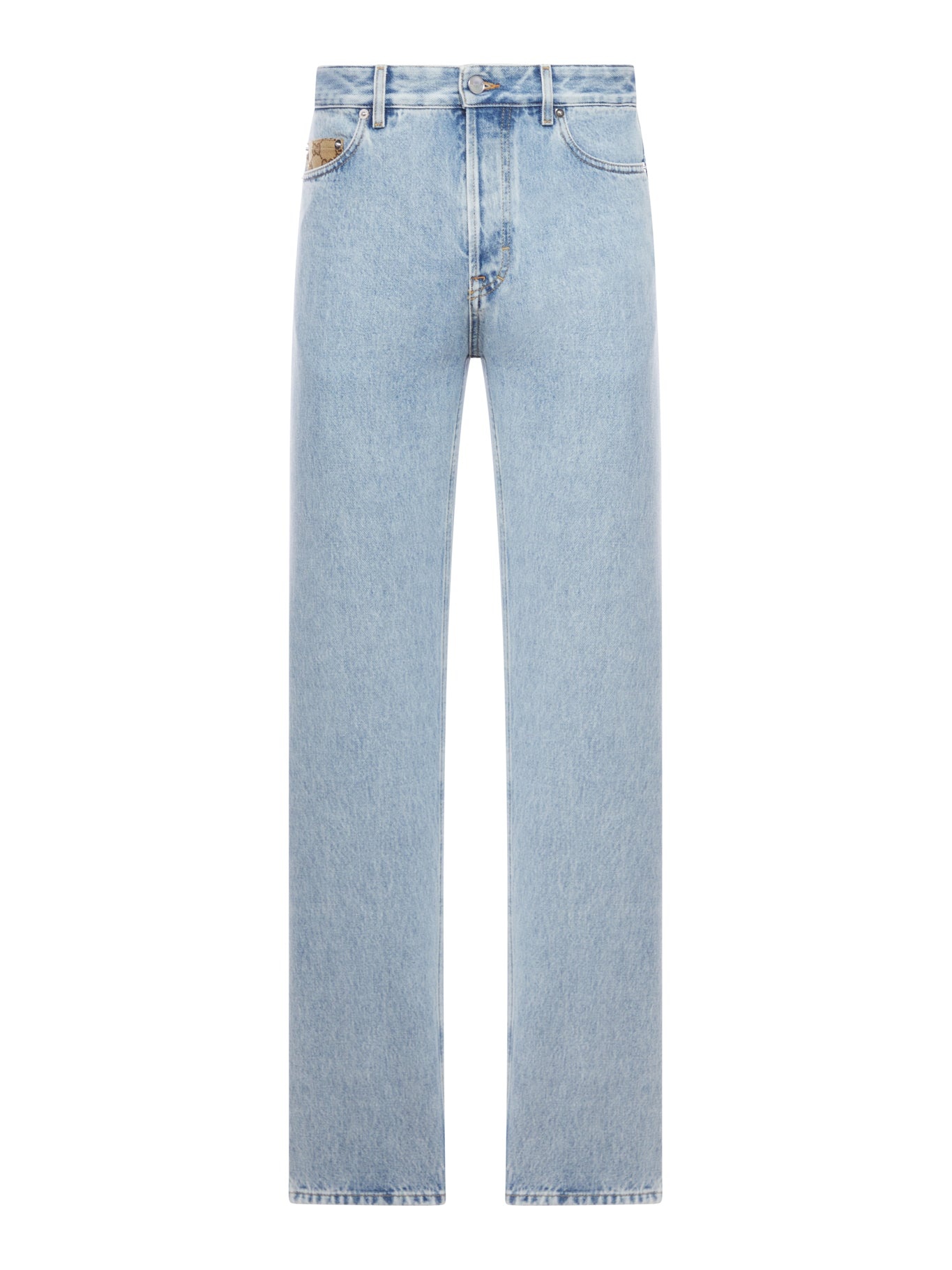 DÉLAVÉ DENIM TROUSERS WITH GG INSERT - 1