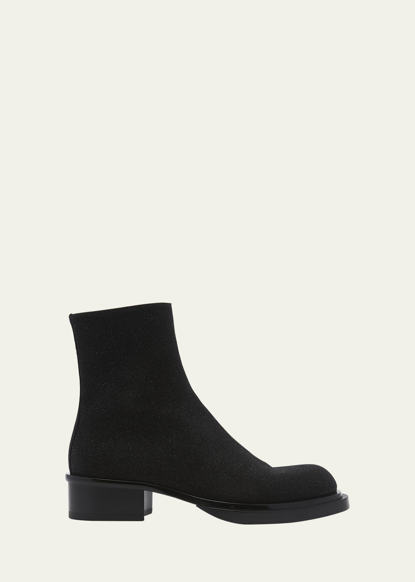 Men's Cuban Stack Glitter Leather Ankle Boots - 1