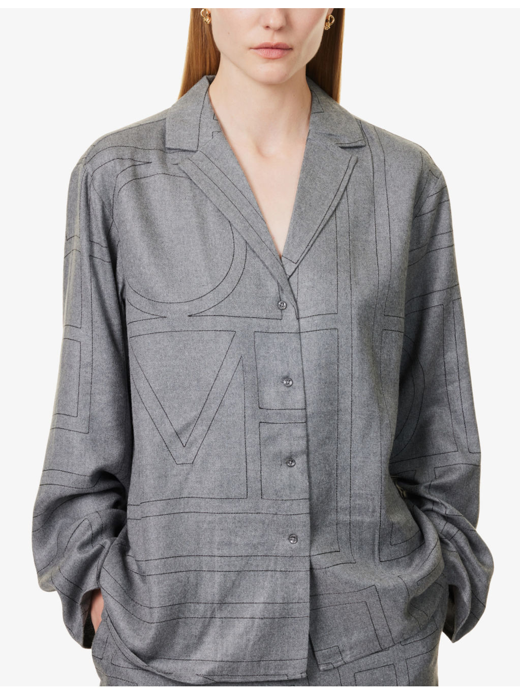 Notched-lapel flannel-texture modal shirt - 5
