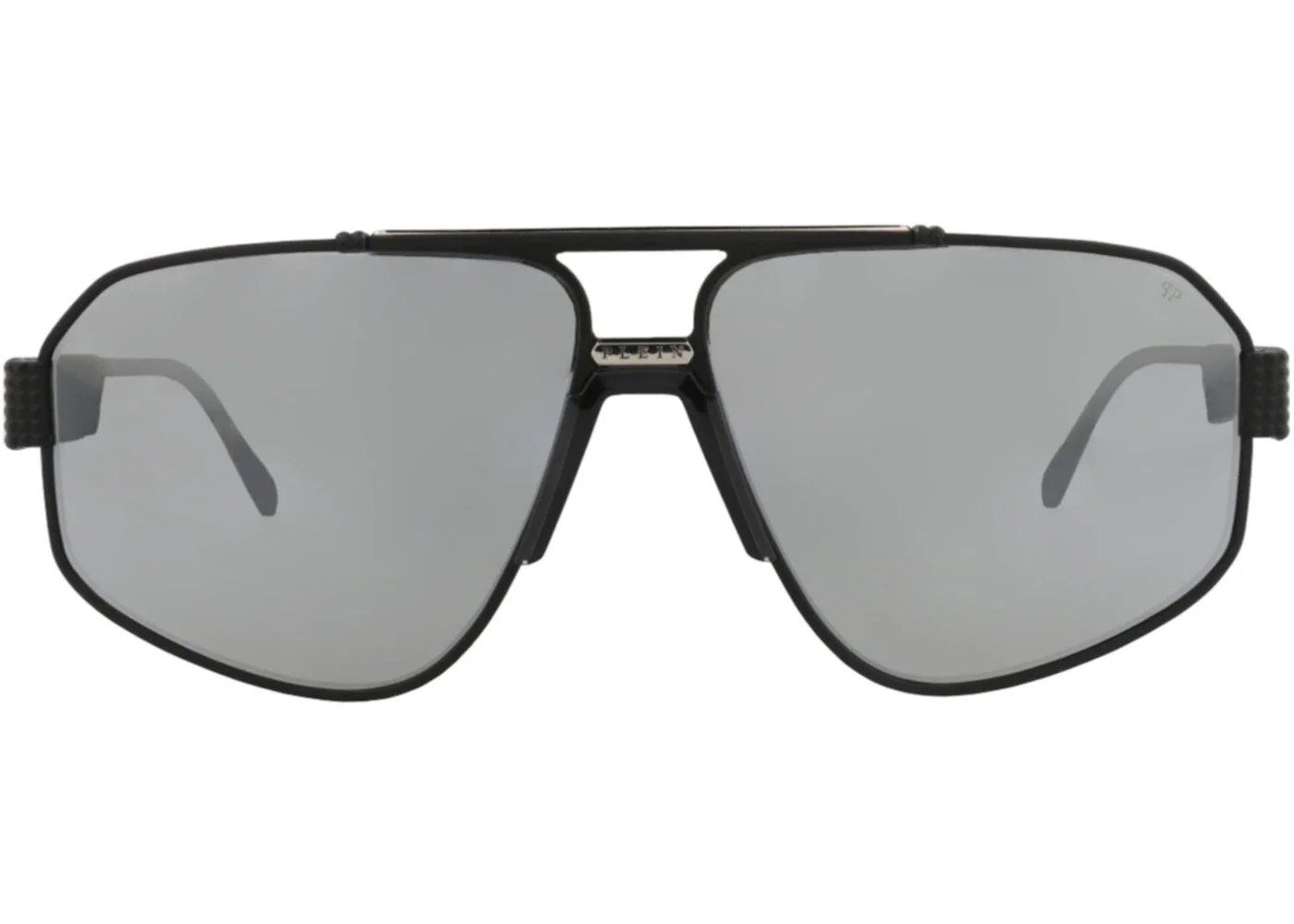 Philipp Plein Aviator-Frame Titanium Sunglasses Black Black Silver (SPP106M-63-541X) - 1
