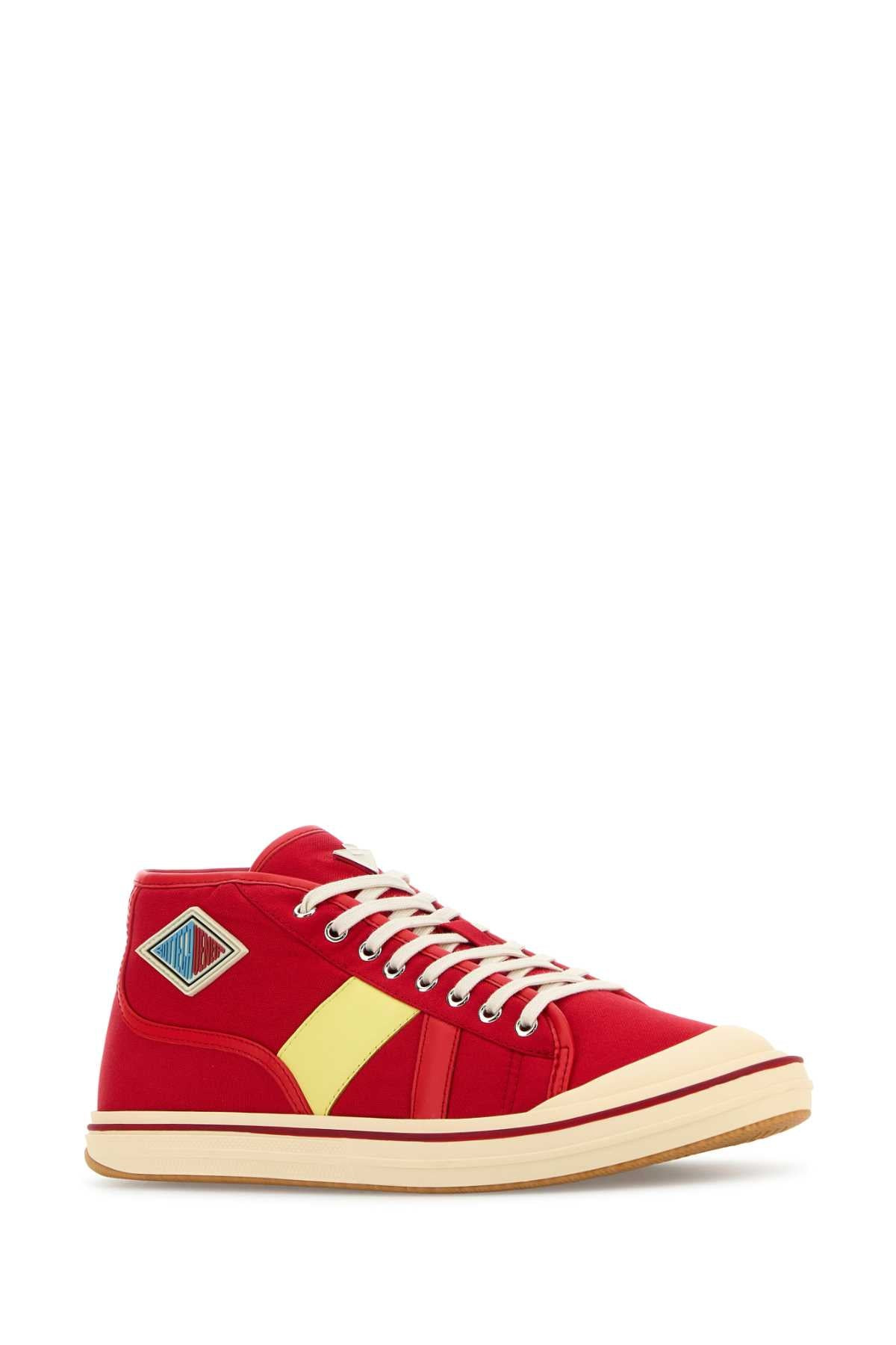 Bottega Veneta Men Red Canvas Summer Sneakers - 2