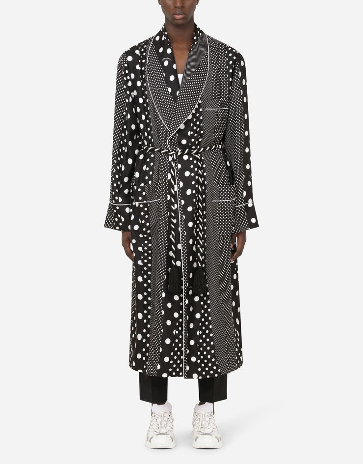 Silk robe with polka-dot print - 1