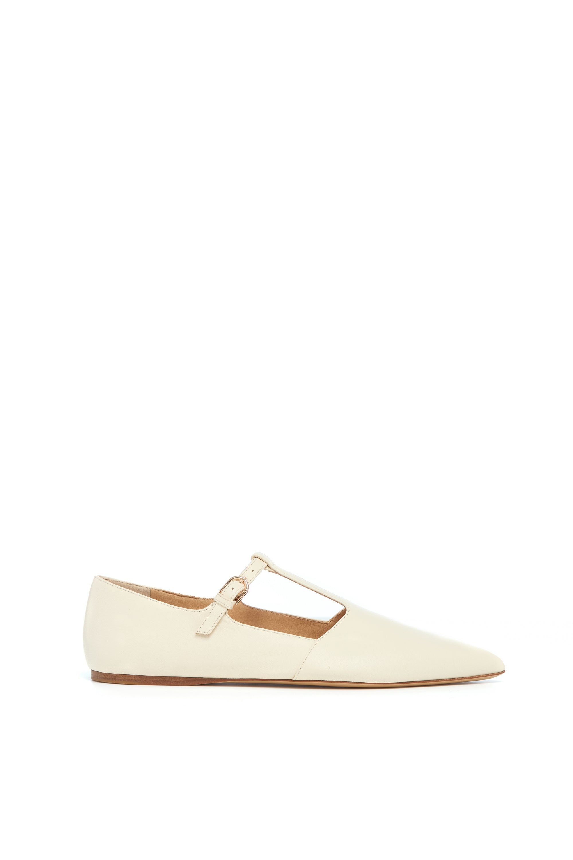 Lola Ballerina Flat Shoe in Cream Nappa Leather - 1