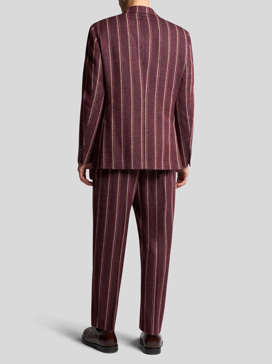 STRIPED COTTON AND WOOL BLAZER - 5