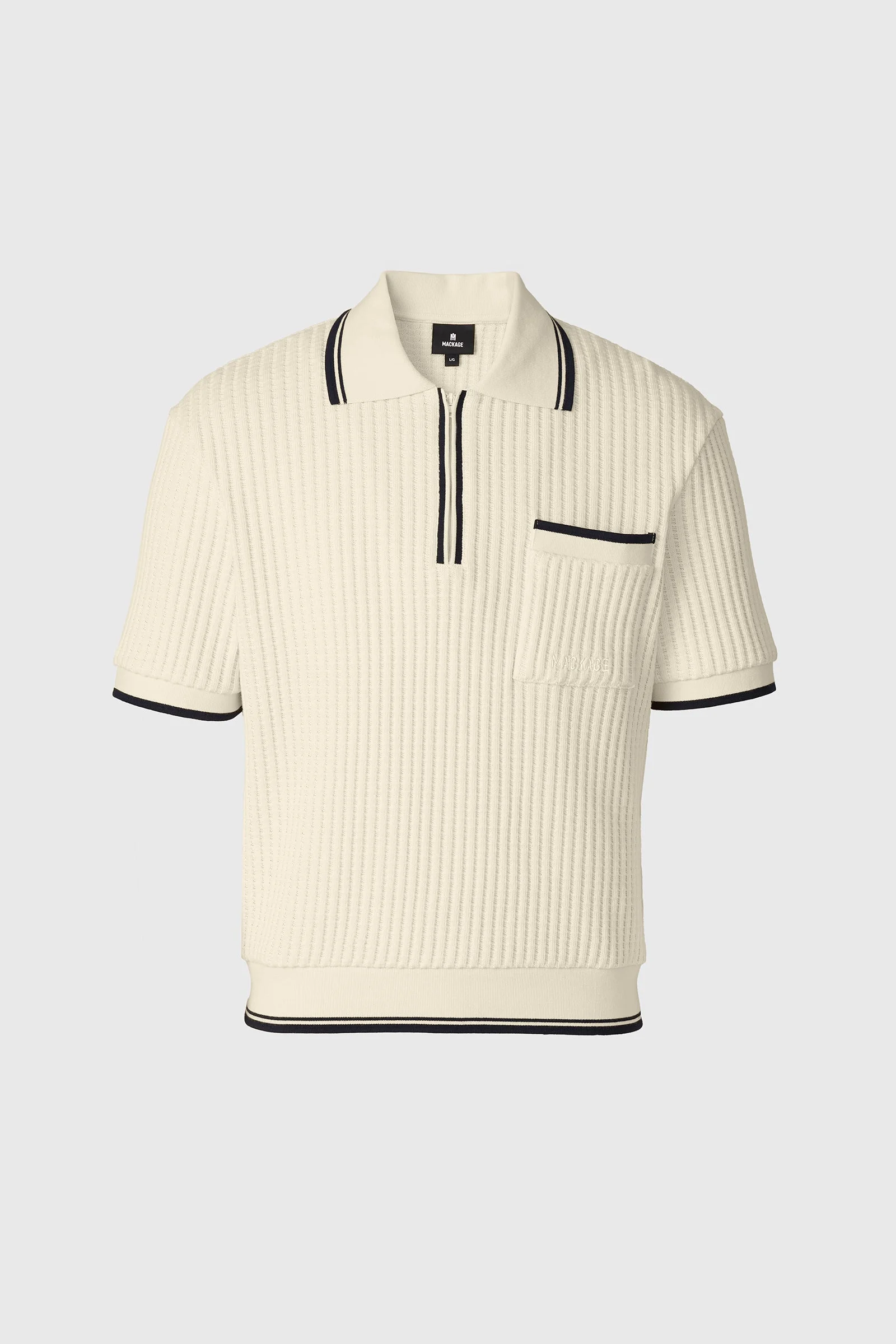 ESTABAN Crochet Knit Quarter-Zip Polo Shirt - 1