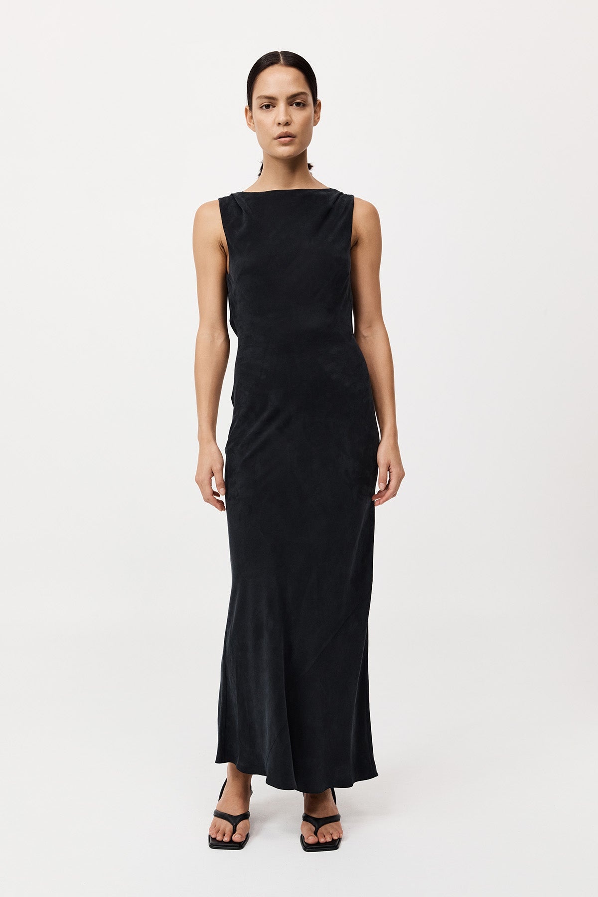 Draped Cowl Dress - Black - 2