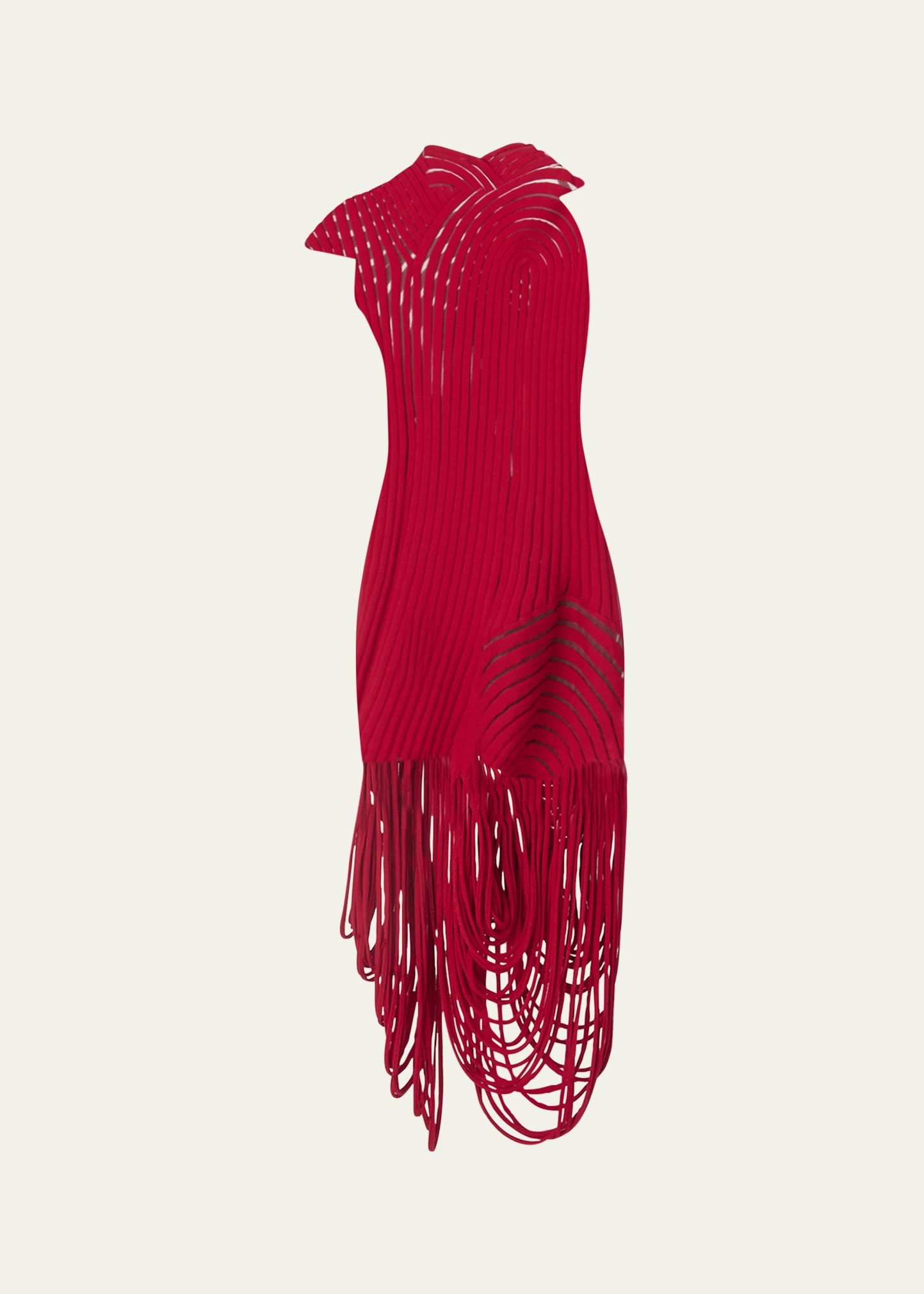 Asymmetric Ornate Illusion Dress - 1