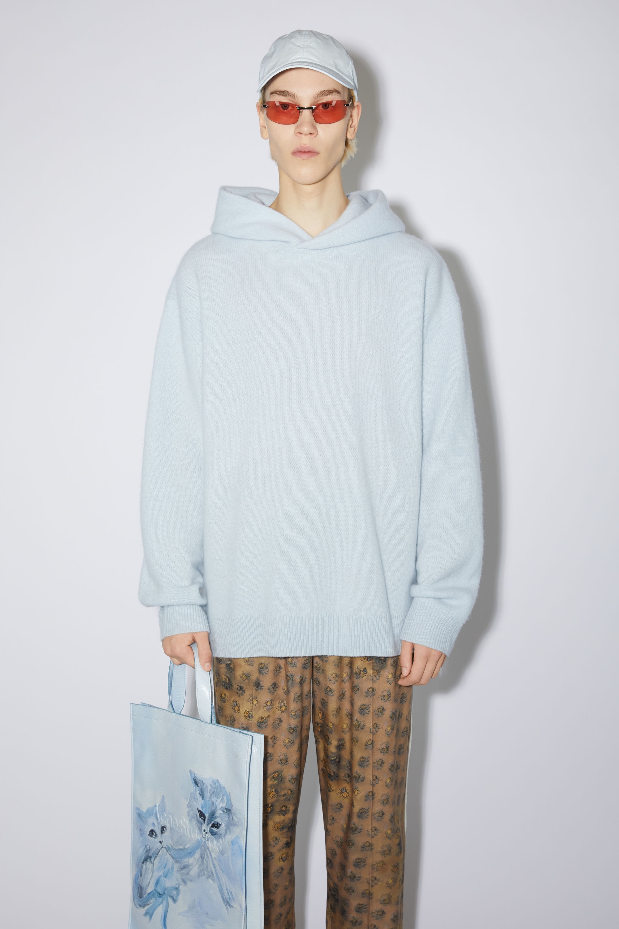 Wool cashmere hoodie - Dusty blue - 2