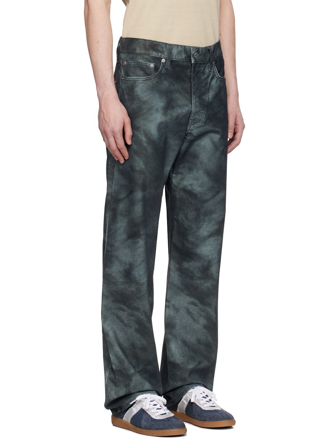 Navy Straight Twist Faux-Nubuck Trousers - 2