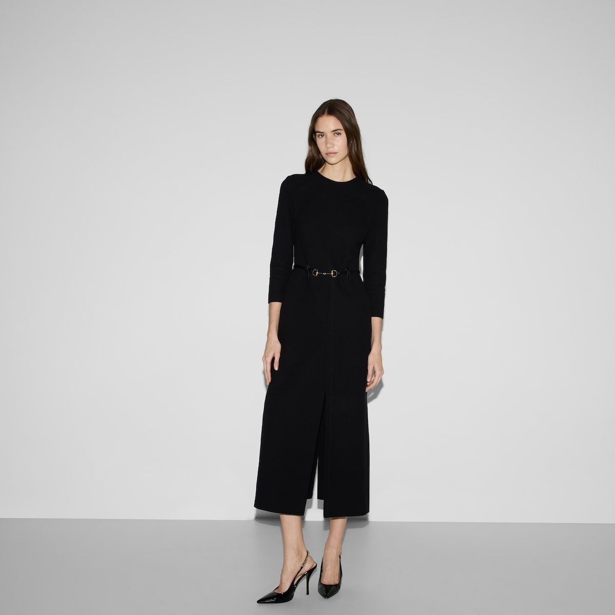 Cotton crêpe dress with Horsebit - 3