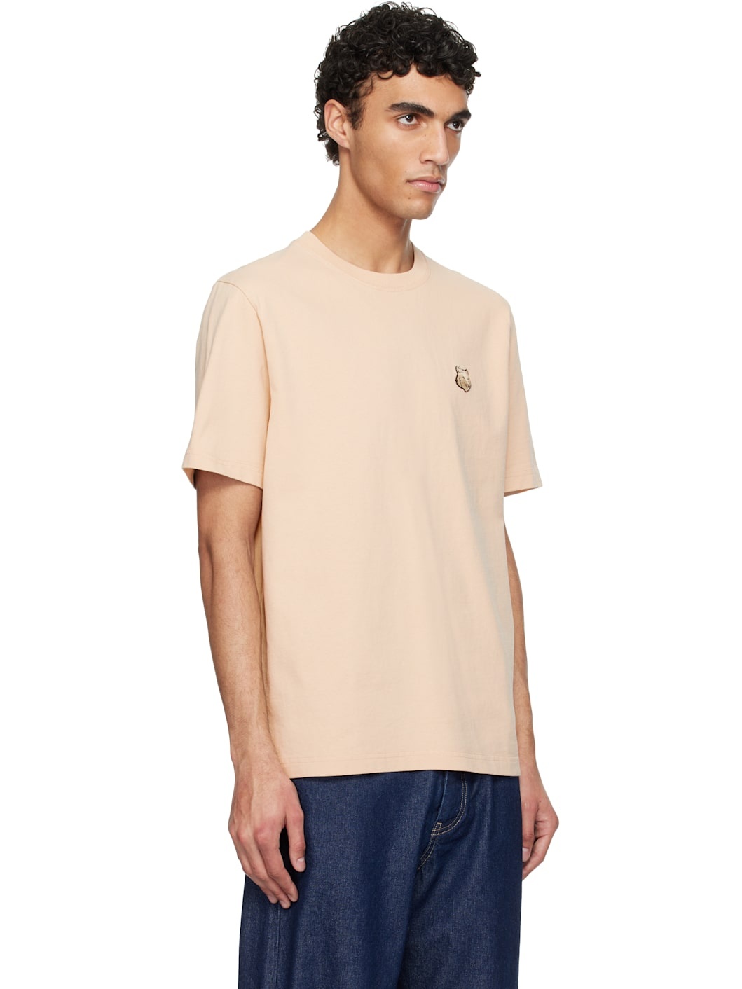 Beige Bold Fox Head Patch Comfort T-shirt - 2