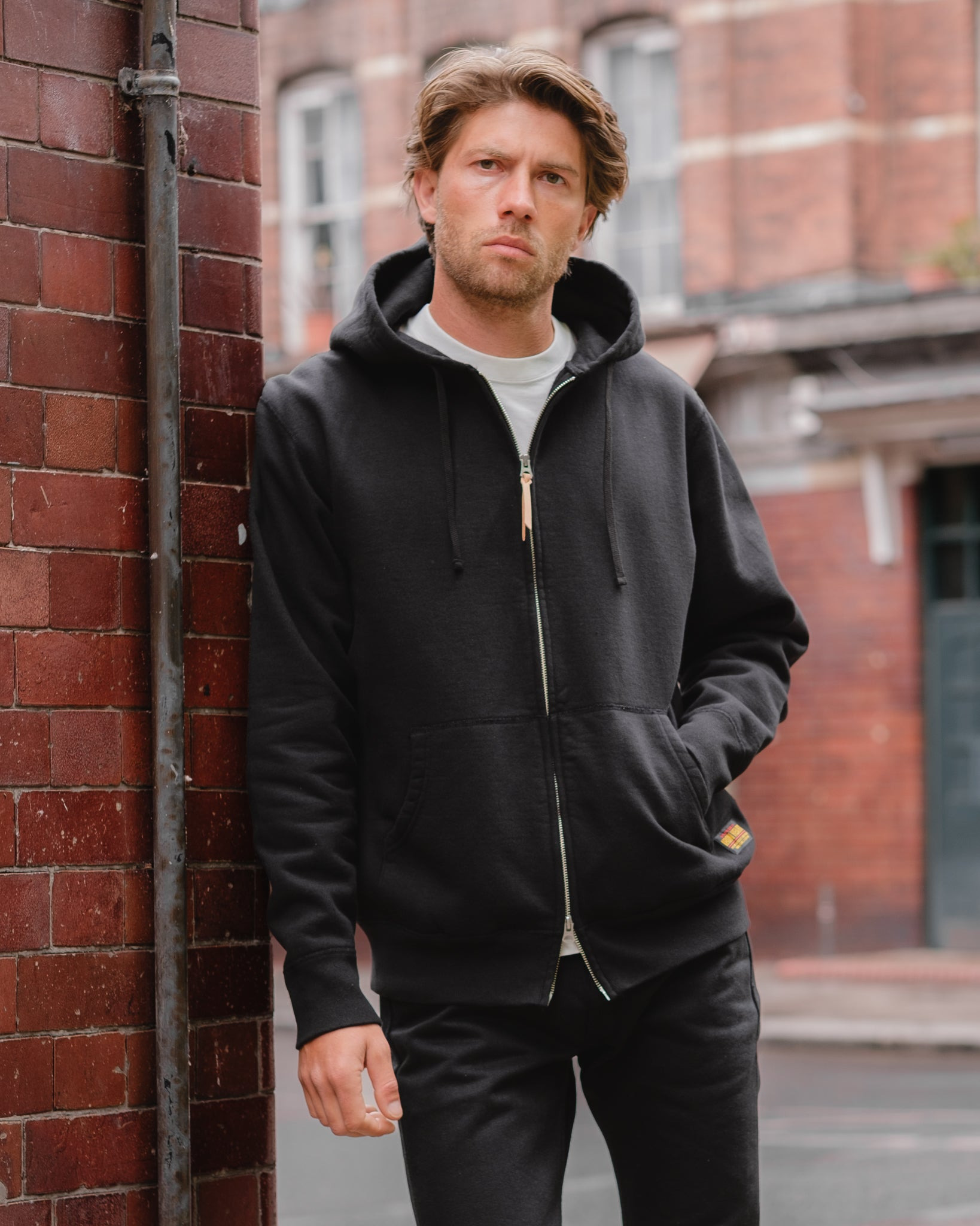 IHSW-10-BLK 14oz Ultra Heavyweight Loopwheel Cotton Zip Up Hoodie - Black - 5