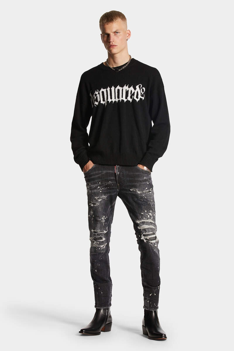 BLACK DIAMOND & STUDS WASH SKATER JEANS 3