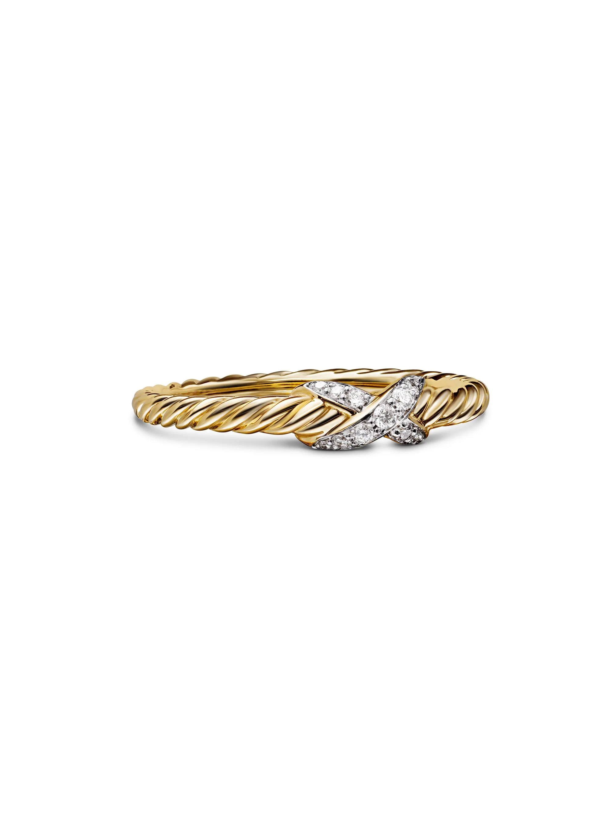 Women's Petite X Ring in 18K Yellow Gold - Diamond - 1