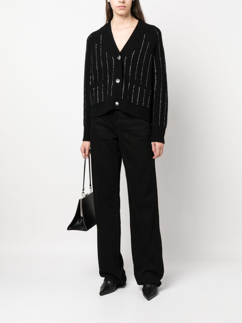 Allude rhinestone-stripes wool-blend cardigan outlook