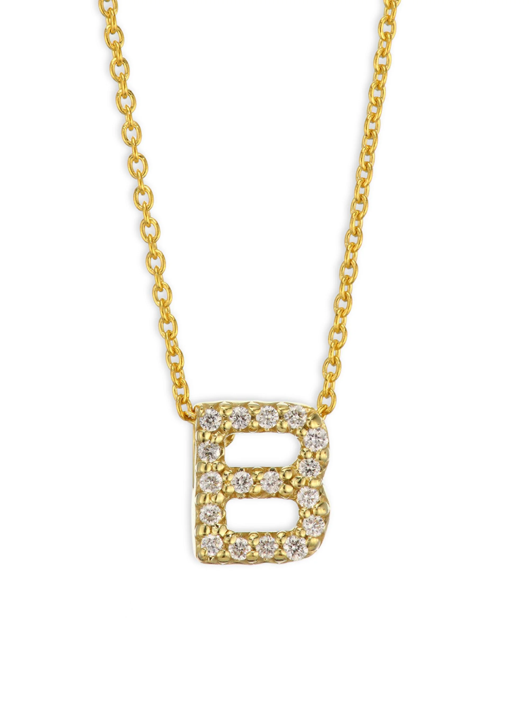 Women's Tiny Treasures Diamond & 18K Yellow Gold Initial Necklace - Initial B - 1