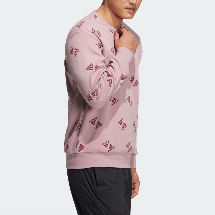 adidas Fi Bp1 Aop Swt Full Print Sports Round Neck Pullover Couple Style Pink HE7449 - 5