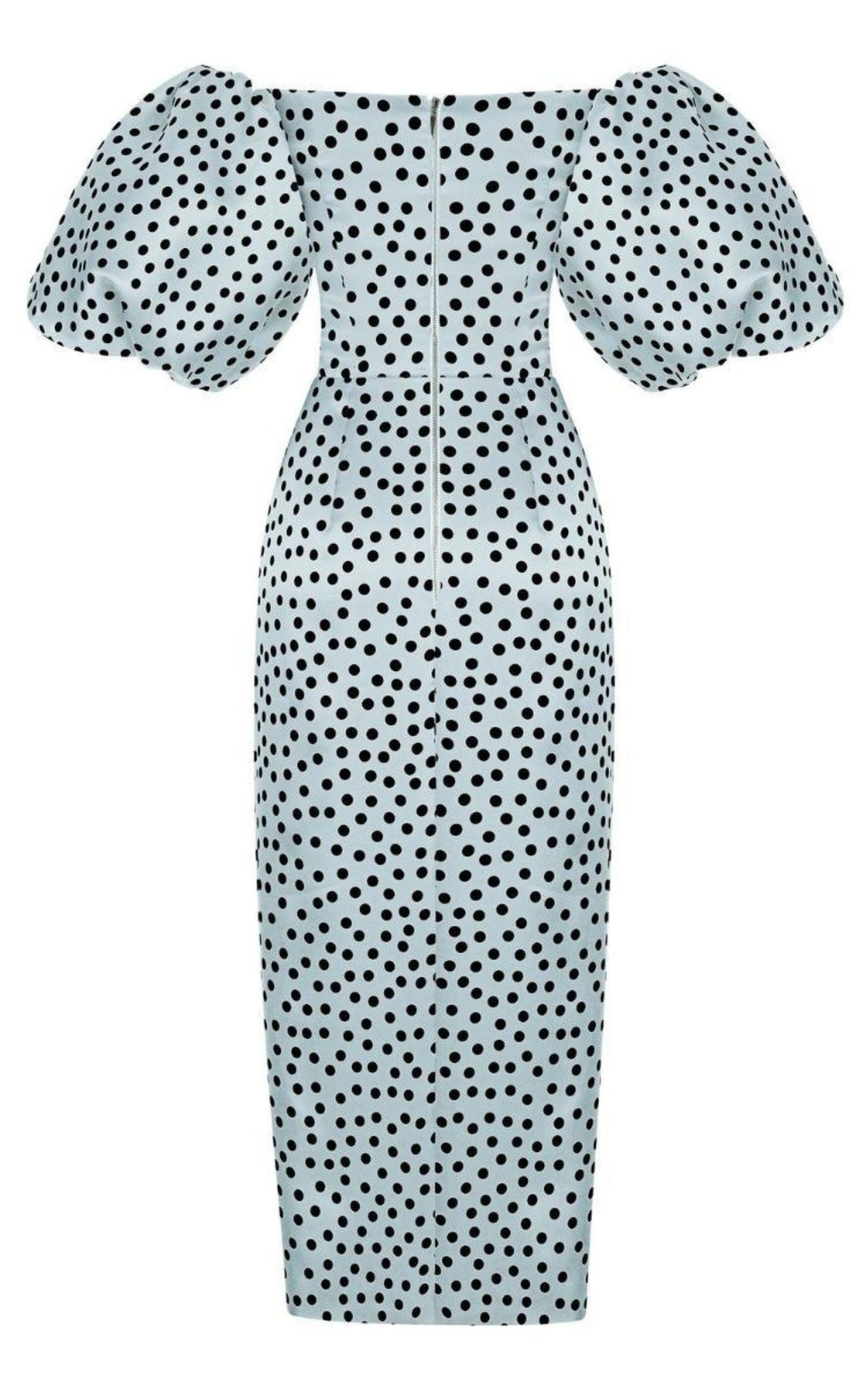 Polka-Dot Silk Organza Off-The-Shoulder Midi Dress - 3