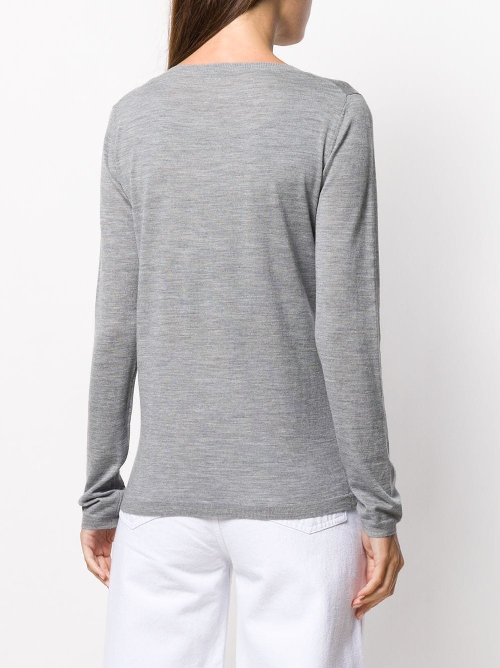 scoop-neck fine knit jumper - 4