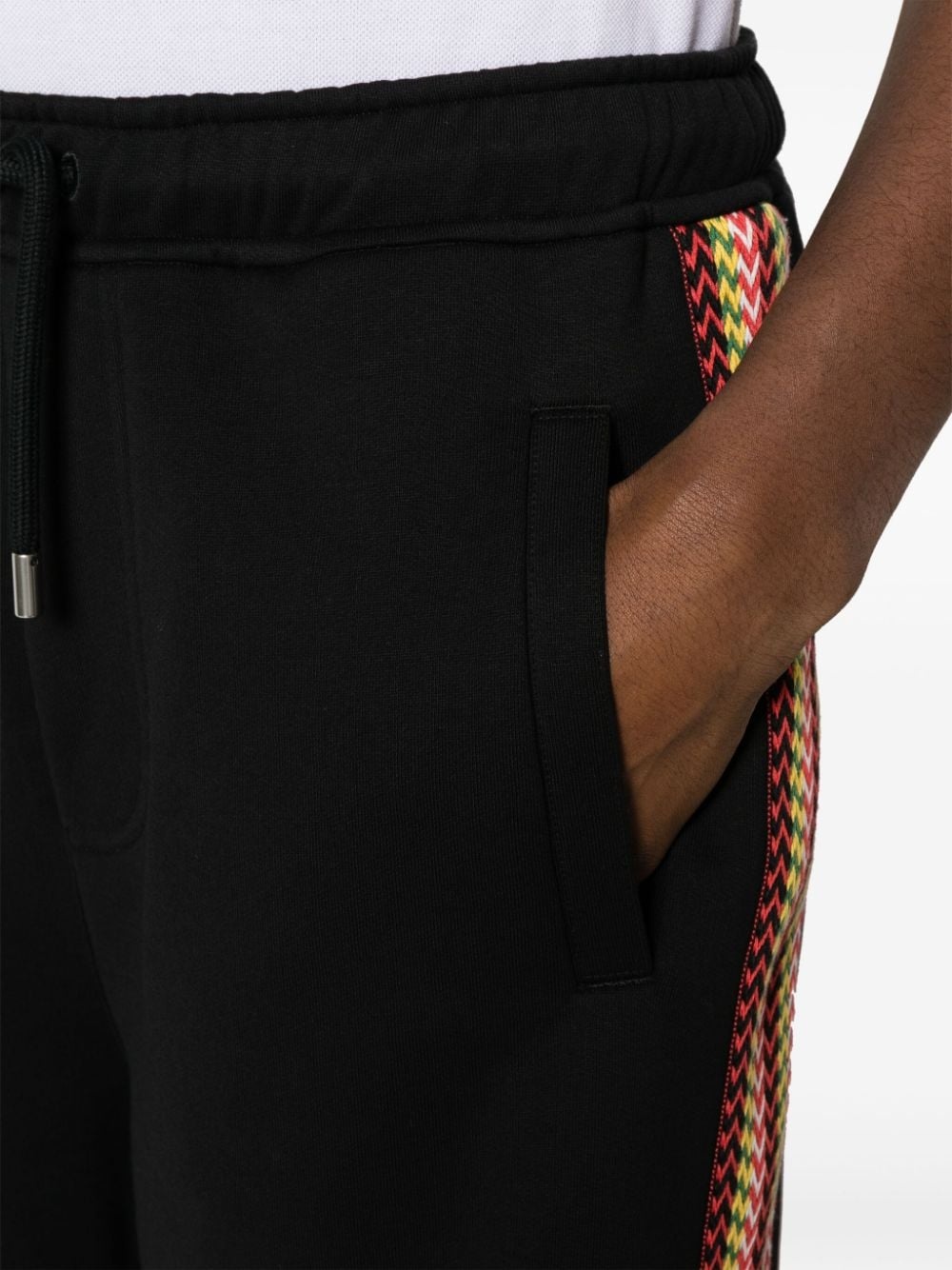 zigzag-embroidered cotton shorts - 5