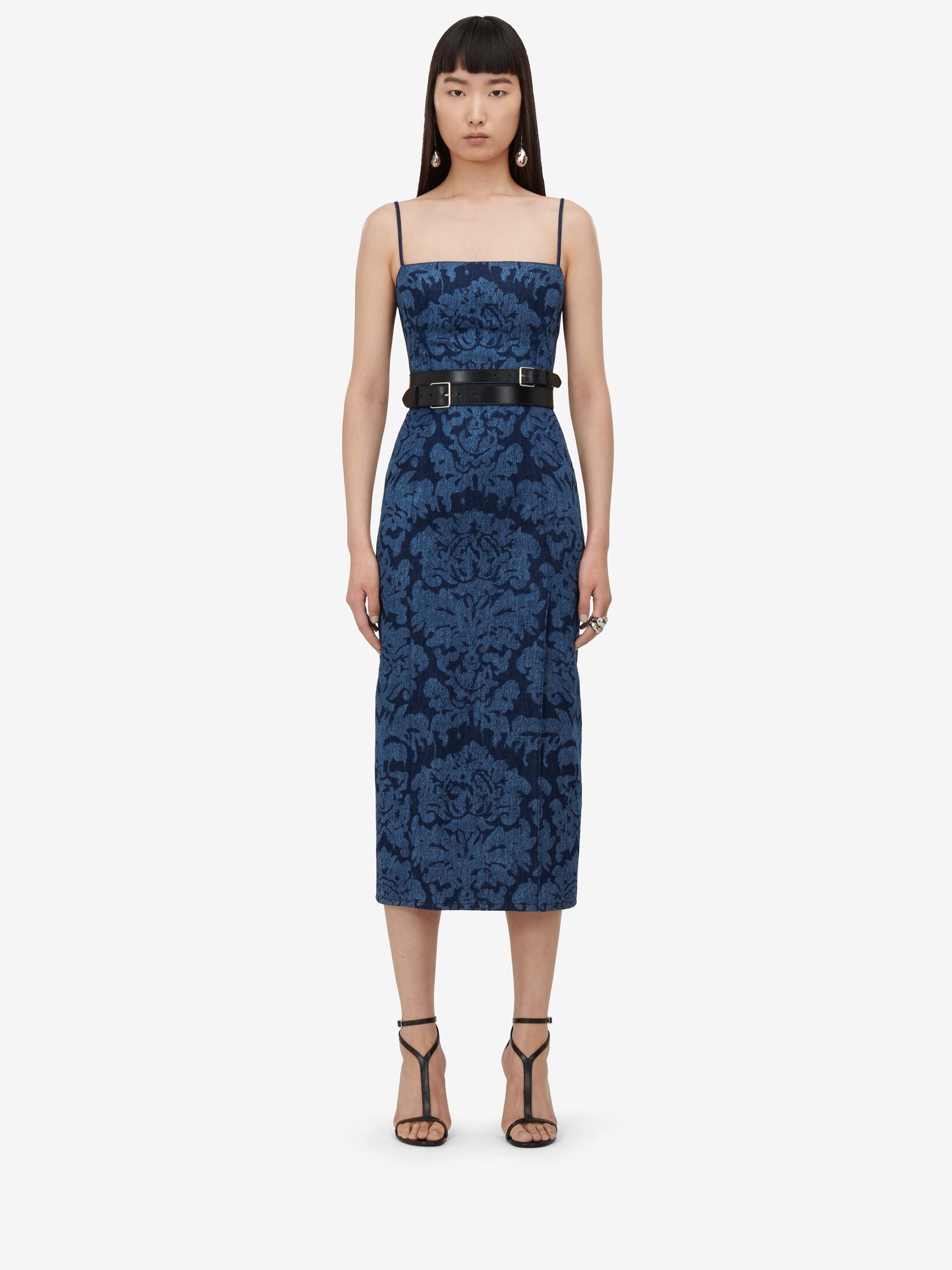 Women's Damask Denim Pencil Dress in Denim - 2