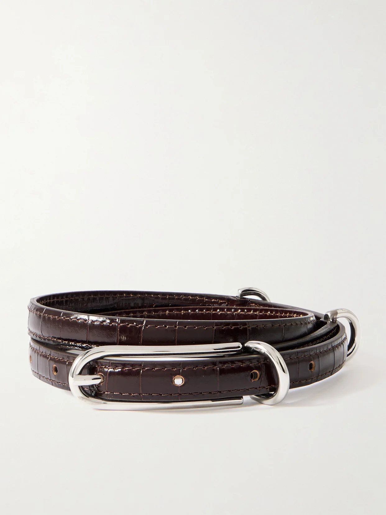 Three Keeper Croc-effect Leather Belt - 1