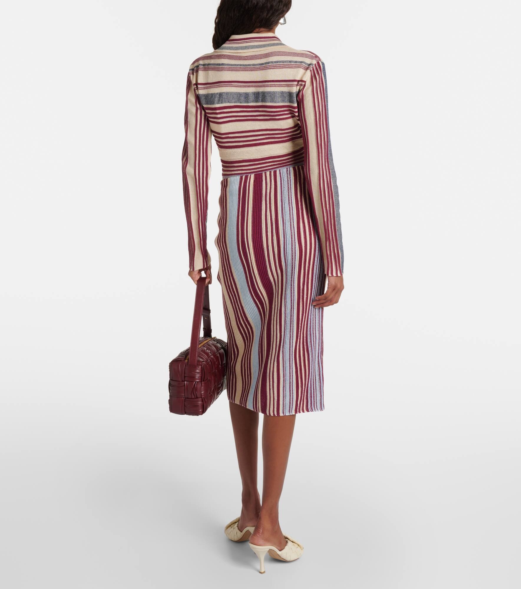 Striped linen and cotton midi skirt - 3