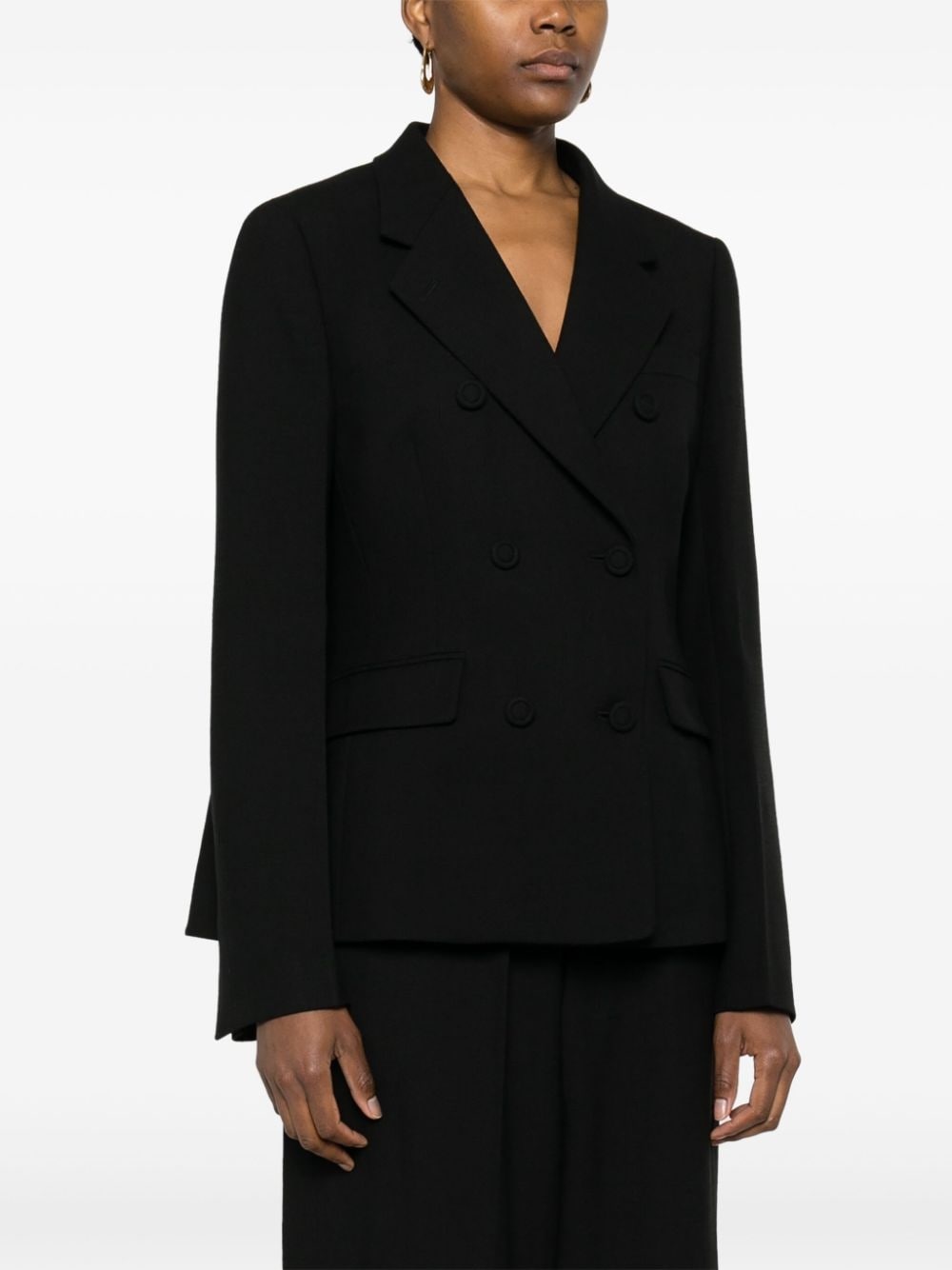 double-breasted draped blazer - 3
