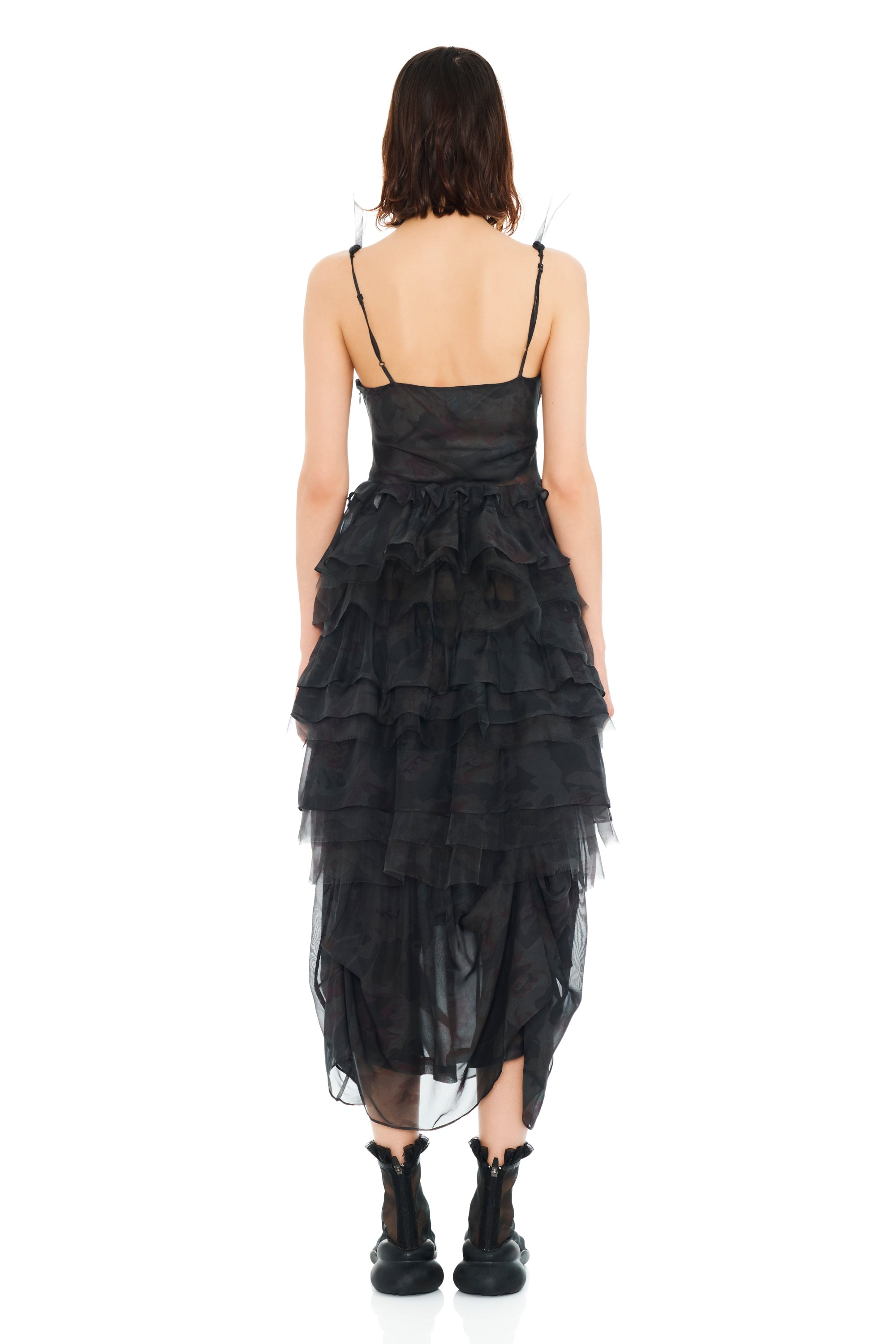 BLACK WATERCOLOR ROSES GERANIUM DRESS - 5