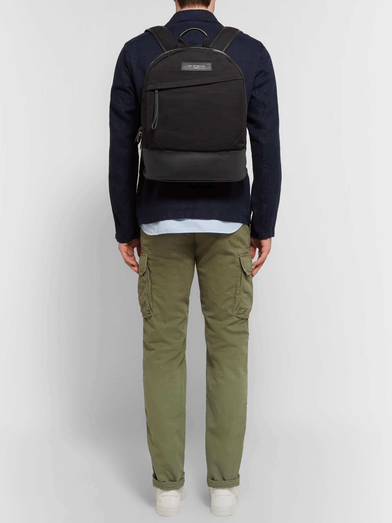 Kastrup Leather-Trimmed Organic Cotton-Canvas Backpack - 2